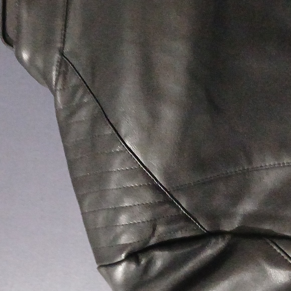 Cole Haan Black Faux Leather Zip Jacket with Silver Accents Size Small - Picture 8 of 8